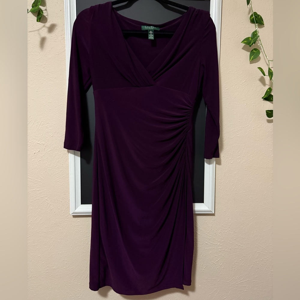 Ralph Lauren Deep Purple Long Sleeve Dress
